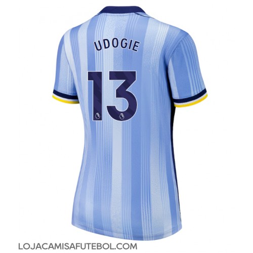 Camisa de Futebol Tottenham Hotspur Destiny Udogie #13 Equipamento Secundário Mulheres 2024-25 Manga Curta